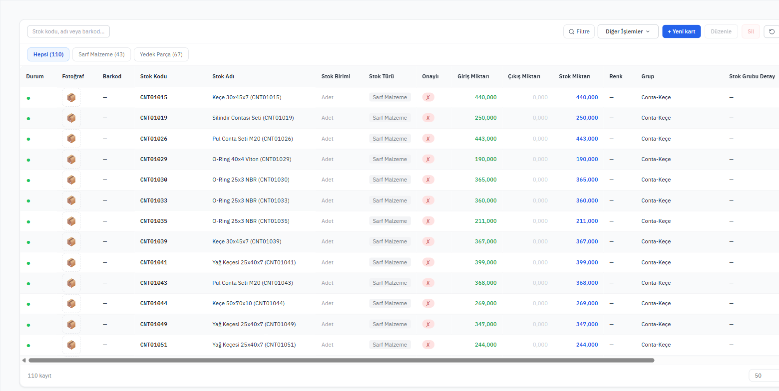 bakimo stock cards list screenshot